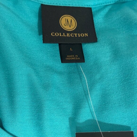 JM Collection Womens Large Turquoise Rayon Spandex Short Sleeve Scoop Neck - Picture 5 of 6